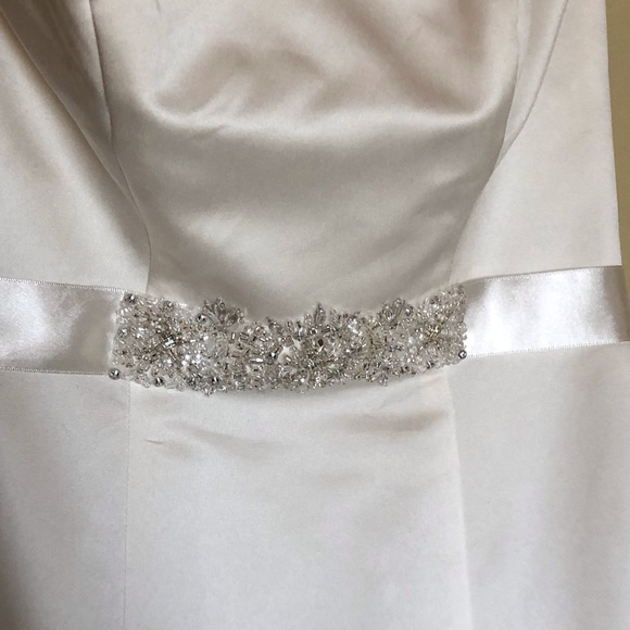 Pre-owned David’s Bridal - Strapless Trumpet Wedding Dress with Ribbon Waist - Picture 8 of 16